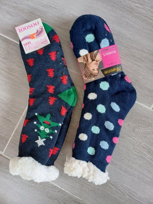 lot de 2 paires de chaussettes pantoufles femme