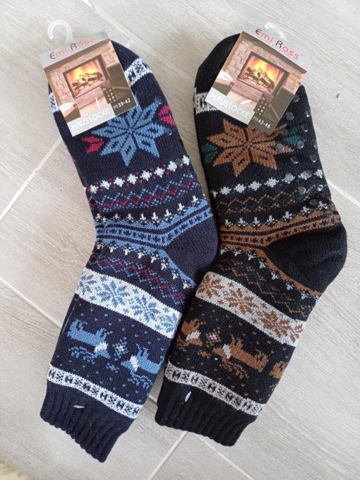 lot de 2 paires de chaussettes pantoufles homme