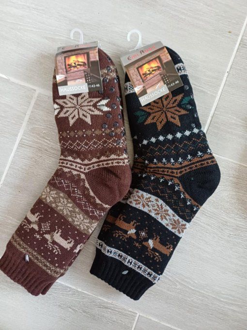 lot de 2 paires de chaussettes pantoufles homme