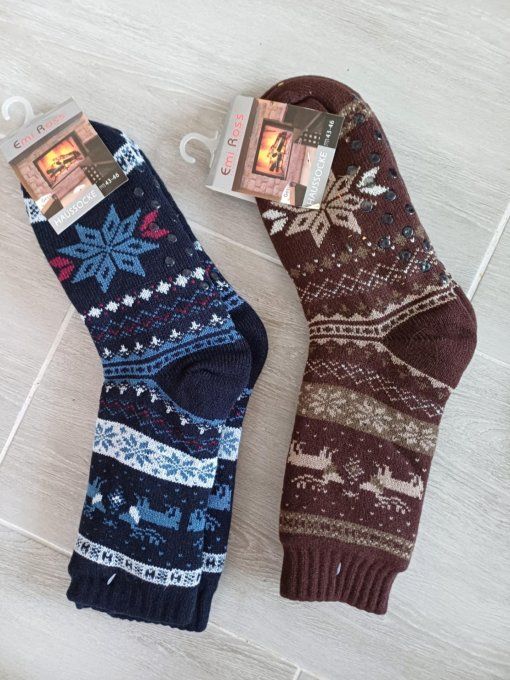 lot de 2 paires de chaussettes pantoufles homme
