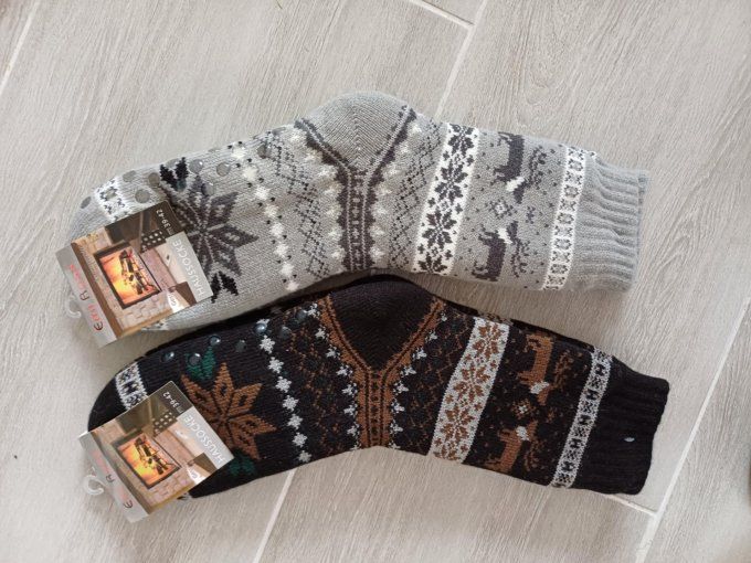 lot de 2 paires de chaussettes pantoufles homme